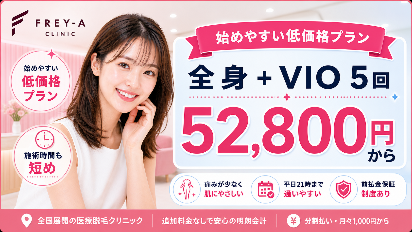 フレイアクリニックのおすすめポイント: 始めやすい低価格プラン
